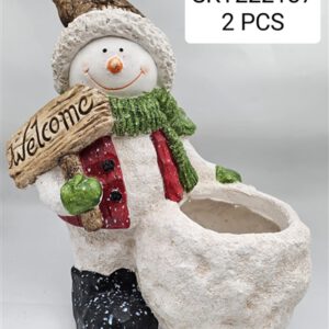 בולוס.קרמיקה איש שלג עם כערה חומה 29*22*42 ס"מ 2\50