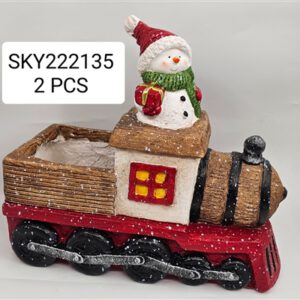 בולוס.רכבת קרמיקה עם איש שלג 35*14*30 ס"מ 2\50