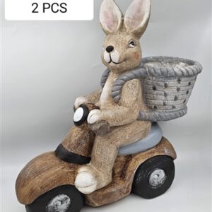 בולוס.קרמיקה שפן רוכב על אופנוע עם כערה 38*15*40 ס"מ 2\50