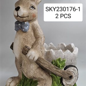 בולוס. שפן קרמיקה גורר עגלה בצורה ביצה 30*18*40 ס"מ 2\50