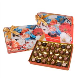 BOLCI.בונב שוקלד פרלינים פח פרחוני ו סרט 330 ג 12\1