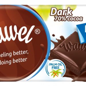 WAWEL.טבלה שוקלד מריר 70% ללא סוכר פרווה בדץ 90ג 19\4\1