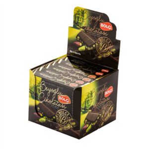 BOLCI.טבלה שוקלד מריר פיסטוק שלם 90 גרם 6\12\1