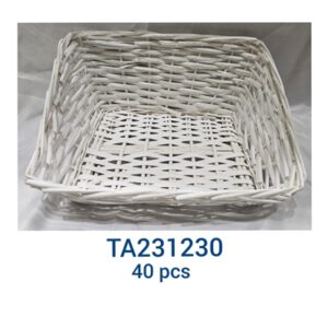 בולוס סלסלה מלבנית לבנה גב ארוך 36*29 ס"מ 40\1