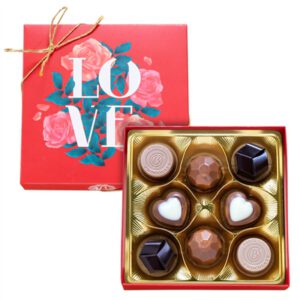 BOLCI.מבחר שוקלד פרלינים במארז אדום אהבה 96ג 16\1