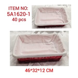 בולוס. סלסלה מלבנית אדומה עם בד לבן 46*32*12 ס"מ 25\40