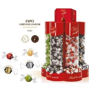 סטנד לינדור שוקלד משקל 4 חלב + 2 מריר +1 פיסטוק +1 לבן ק"ג 8\1