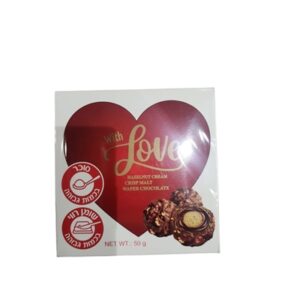 Tresor. בונב 50 גרם כדורי שוקלד קרם אגוז בעיצוב לבבות 24\1