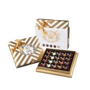 BOLCI.בונב פסים זהב ו לבן פרלינים 270 גרם 8\1