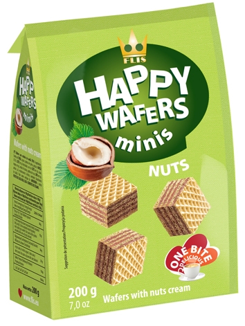 FLIS.שקית וופל קוביות במילוי קרם אגוזים 200 ג 1041