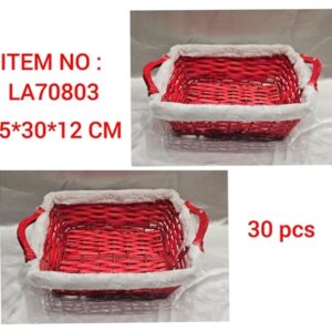 בולוס.סלסלה אדומה עם פרווה לבנה 45*30*12 ס"מ 30\40
