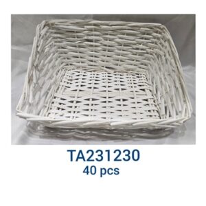 בולוס סלסלה מלבנית לבנה גב ארוך 36*29 ס"מ 40\1