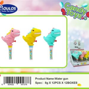 Candytoy.צעצוע דינזאור אקדח מים עם סוכריות 8ג 12\12\1