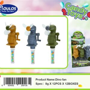 Candytoy.צעצוע דינוזאור מאוורר עם סוכריות 8ג 12\12\1