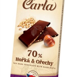 CARLA.טבלה שוקלד מריר 70% קקאו במלוי שברי אגוזלוז 80ג 15\1