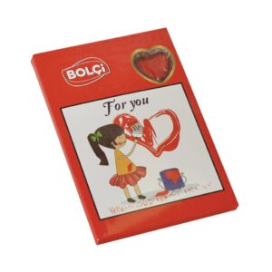 BOLCI.כרטיס ברכה אדום שוקלד לבבות 62 גרם  16\1