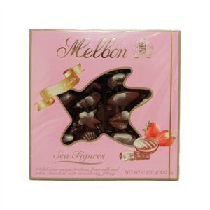 MELBON.בונב שוקלד צדפות  קרם תות  חלון 250 גרם 121