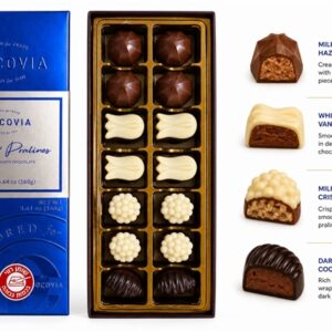 Chocovia.מארז מלבני צבע כחול במילוי מבחר פרלינים 160ג 6\1
