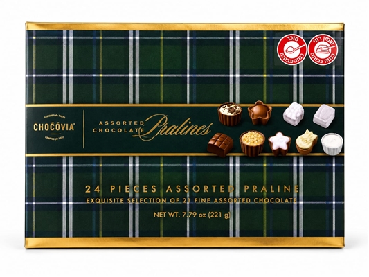 Chocovia.בונב מעוצבת במילוי מבחר פרליני שוקלד 221ג 6\1