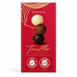 Chocovia.מארז מלבני אדום במילוי מבחר כדורי טרופיל 105ג 12\1