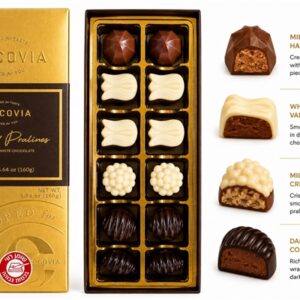 Chocovia.מארז מלבני צבע זהב במילוי מבחר פרלינים 160ג 6\1
