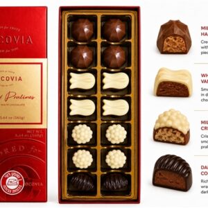 Chocovia.מארז מלבני צבע אדום במילוי מבחר פרלינים 160ג 6\1