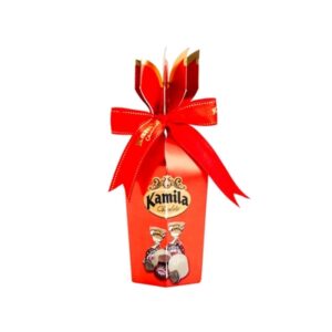KAMILA.מארז 120 גרם בוקה אדום במילוי מבחר שוקולד פרלינים 12\1