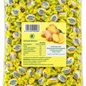 MENTOLIN.סוכריות ללא סוכר בטעם ג'ינג'ר לימון 500ג 16\1